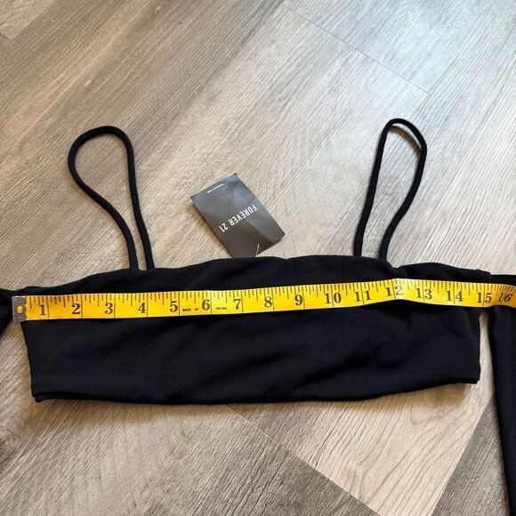 Forever 21 Crop Top NEW Black Long Sleeve Large Stretchy - Picture 8 of 11